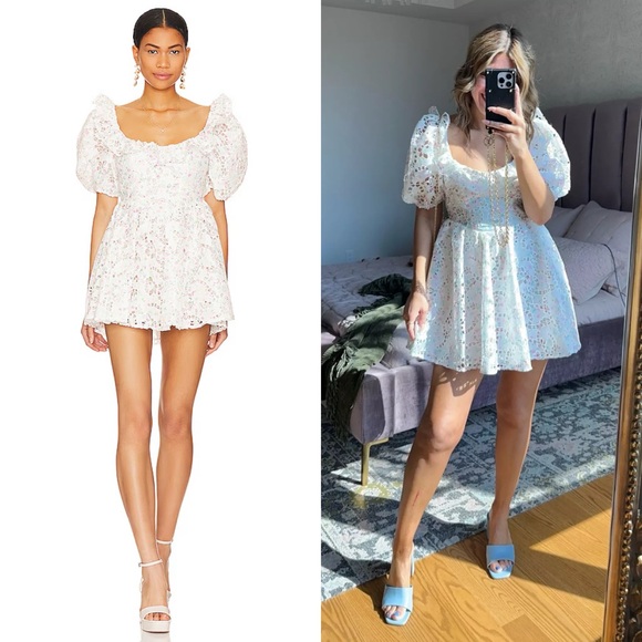 NWT For Love & Lemons Magnolia Lace Eyelet Floral Mini Dress - Picture 6 of 12